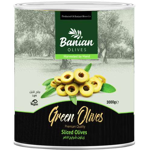 اسلایس زیتون سبز بانیان - 3 کیلوگرم 