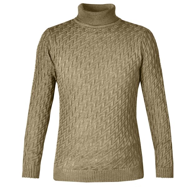 پلیور یقه اسکی مردانه کد TN109 رنگ بِژ