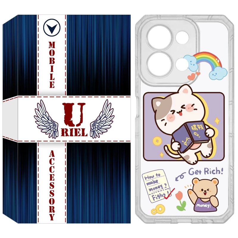 کاور یوریل مدل Clear کد 12 طرح گربه مناسب برای گوشی موبایل شیائومی Redmi 15C 4G