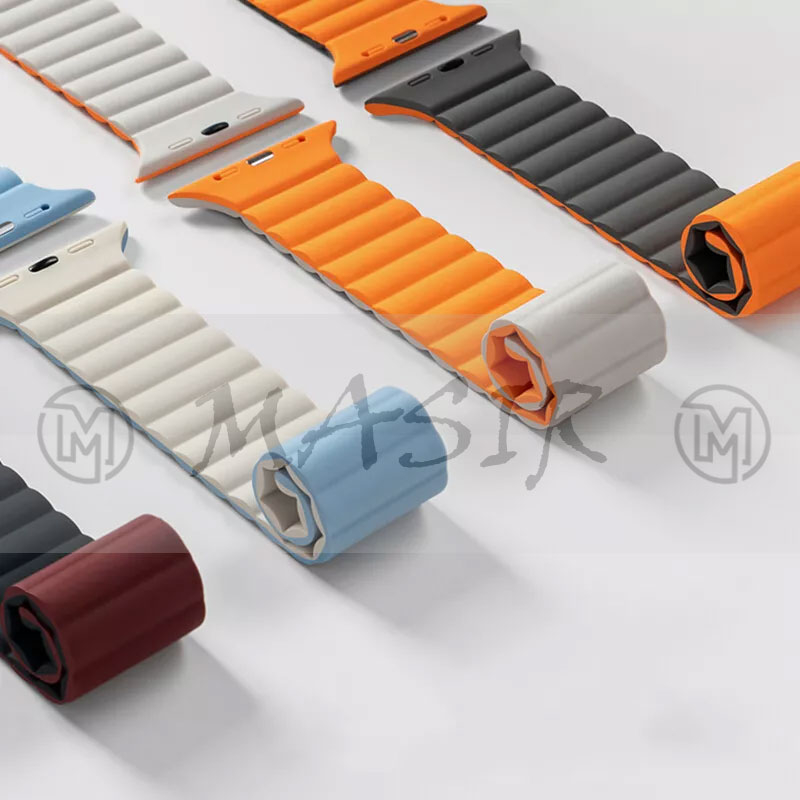 بند مسیر مدل Silicone Loop 2C Magnetic مناسب برای اپل واچ سری 1/2/3/4/5/6/7/8/9/SE سایز 38/40/41 میلی متری
