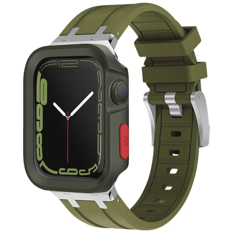 بند اسپریگ مدل Silicone AP Amizze مناسب برای اپل واچ سری 4/5/6/SE سایز 44 میلی متری به همراه کاور