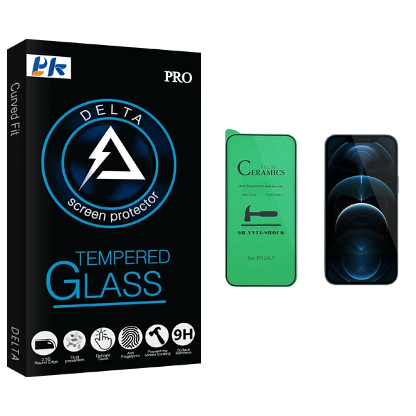 محافظ صفحه نمایش سرامیکی پی کی مدل Delta Glass مناسب برای گوشی موبایل اپل iPhone 12 Pro Max