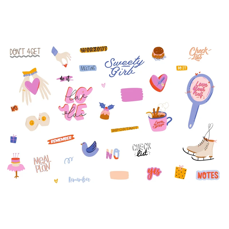 استیکر لپ تاپ هاماگراف مدل lovely A مجموعه 30 عددی