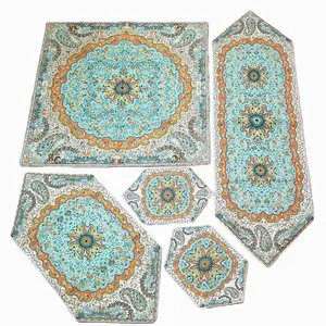 ست 5 تيكه روميزي ترمه هفت رنگ مدل هفت حوض كد114704