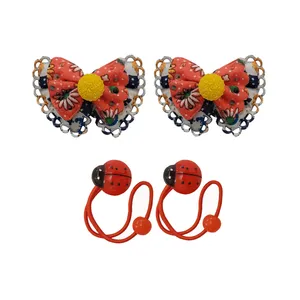 ست کش و گیره مو دخترانه مدل کفشدوز کد1 بسته 4 عددی