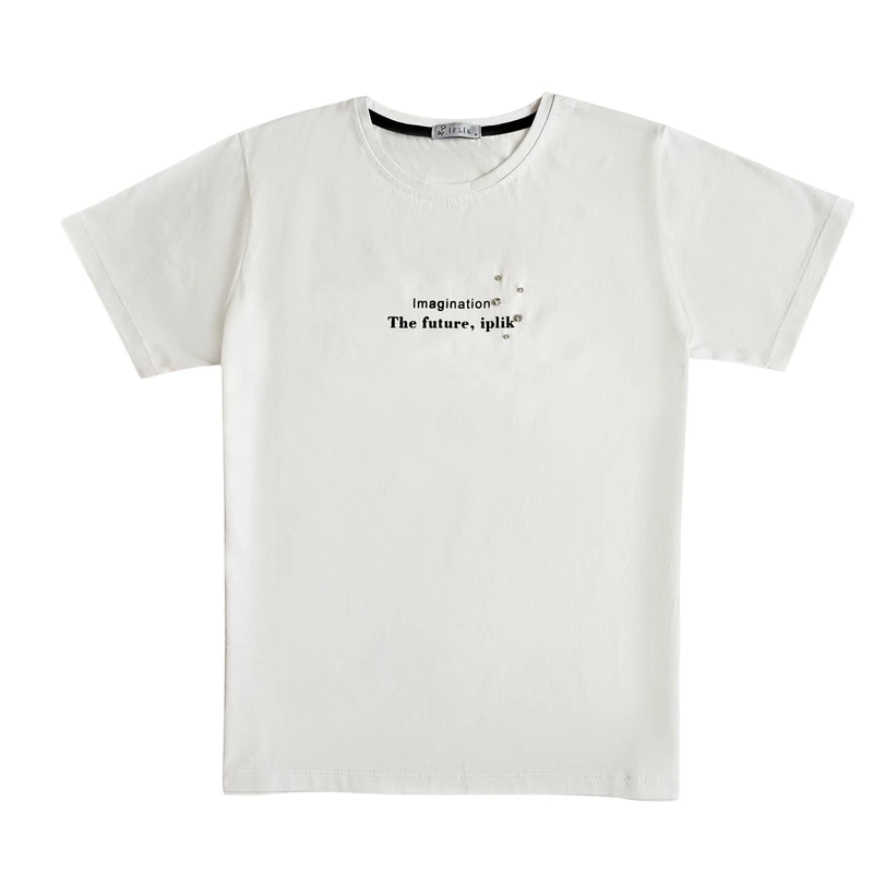 تی‌شرت آستین کوتاه زنانه ایپلیک زی مدل نوشته و نگین کد IP20.4