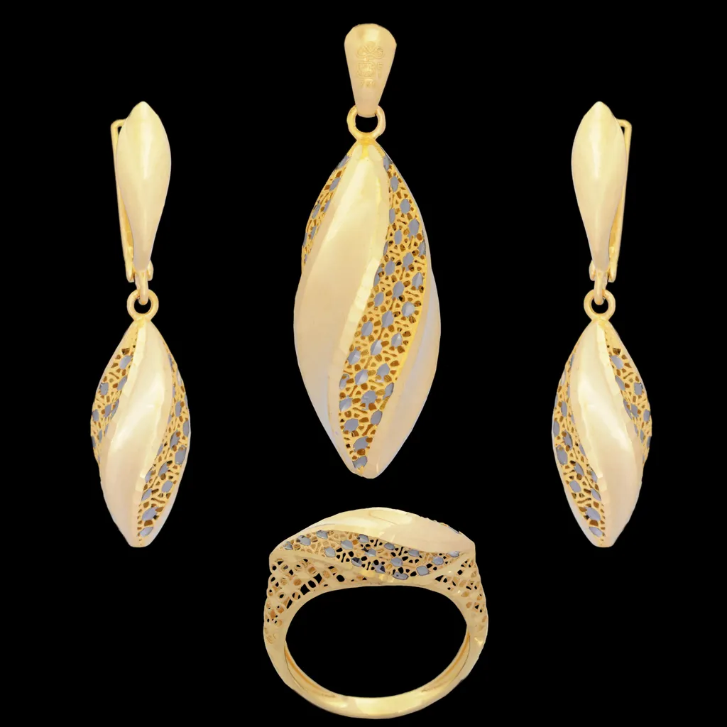 نیم ست طلا 18 عیار زنانه طلای مستجابی مدل آوا مخروطی کد 002