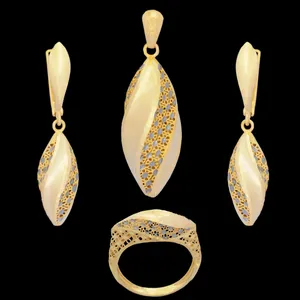 نیم ست طلا 18 عیار زنانه طلای مستجابی مدل آوا مخروطی کد 002