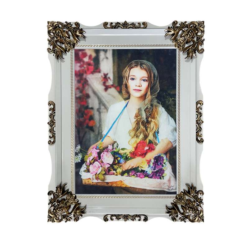 تابلو فرش ماشینی طرح دستبافت مدل دختر گل فروش کد 8419