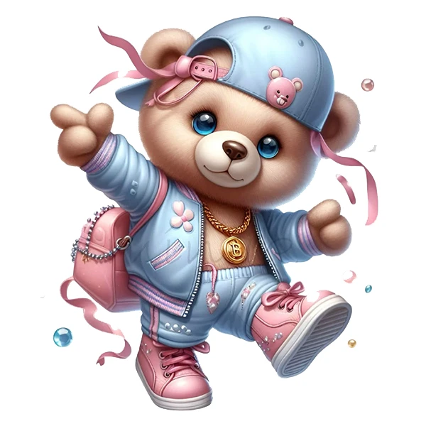 استیکر پارچه و لباس پاد آفرین طرح مدرسه و خرسی کد 1596