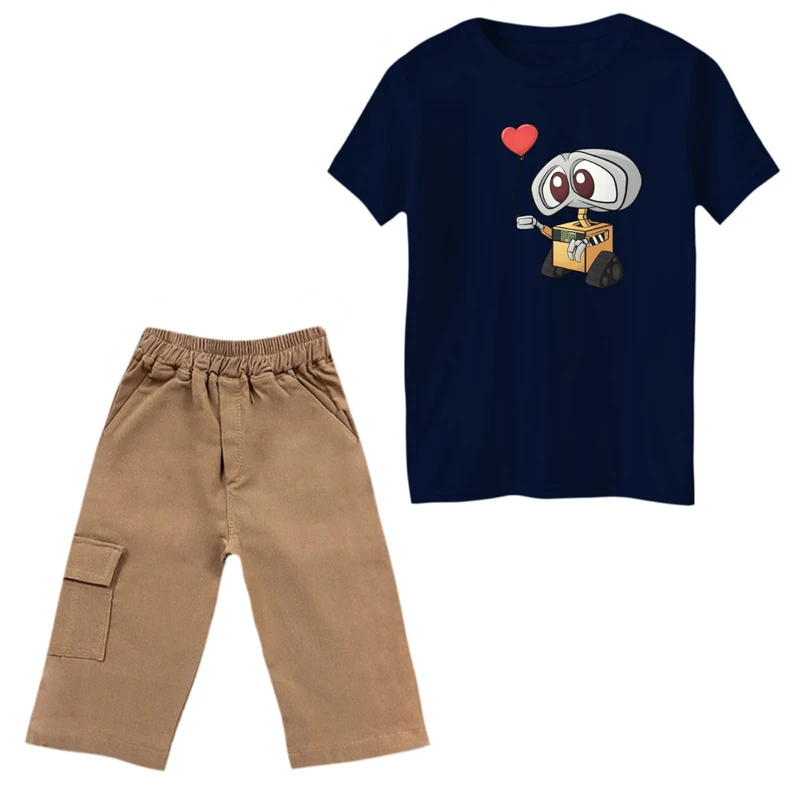 ست تی‌شرت و شلوارک پسرانه مدل والی و قلب