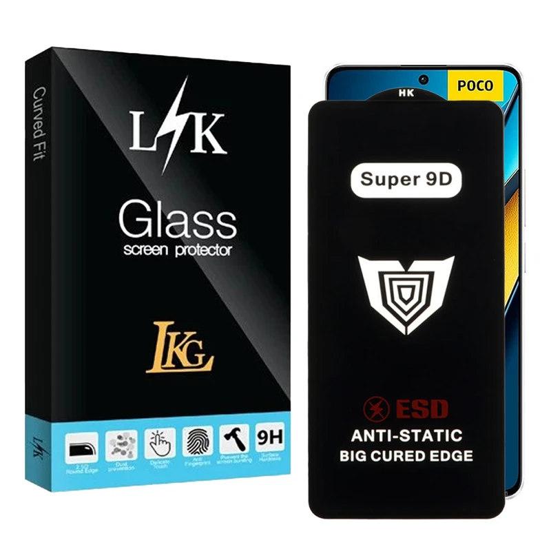 محافظ صفحه نمایش ال کا جی مدل Super 9D مناسب برای گوشی موبایل شیائومی Poco X6 5G