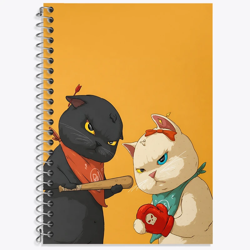 دفتر زبان 50 برگ خندالو مدل سه خط طرح گربه های بامزه کد N4005