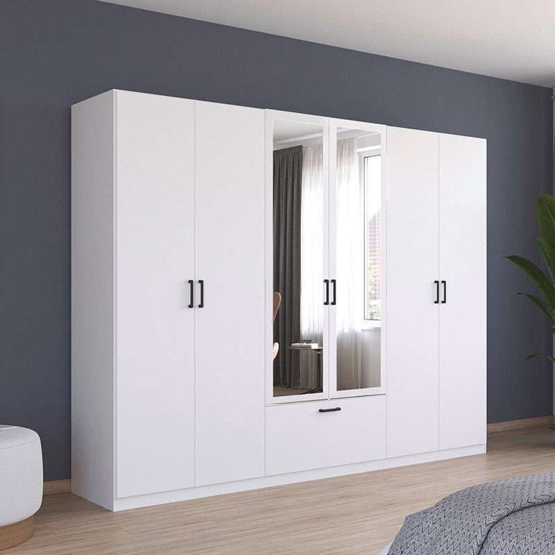 کمد لباس فلفور کابینت مدل آینه‌دار مدل S270cm MDF