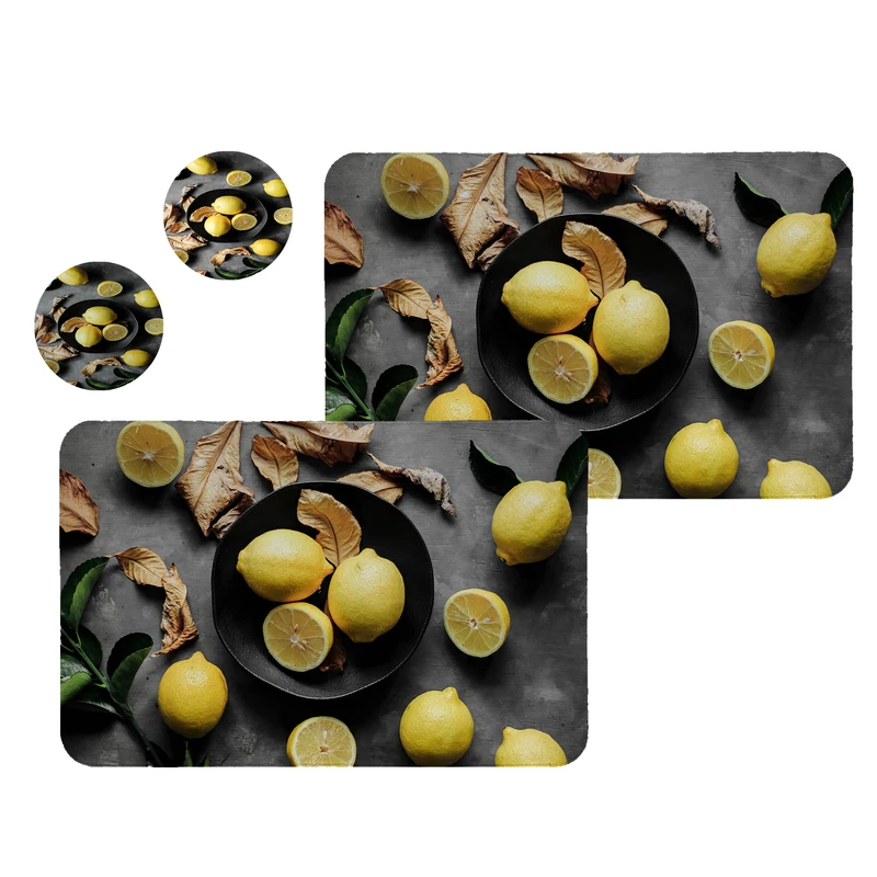 زیربشقابی طرح لیمو کد8538 مجموعه 2عددی همراه زیرلیوانی