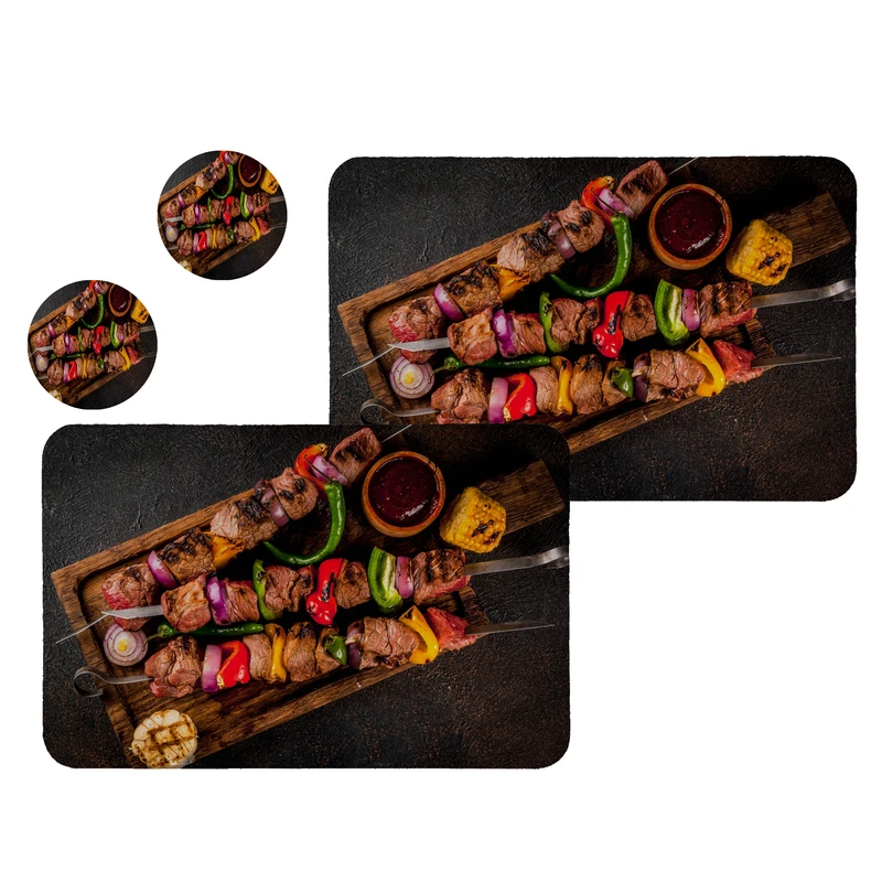 زیربشقابی طرح کباب کد 5001 مجموعه 2عددی همراه زیرلیوانی