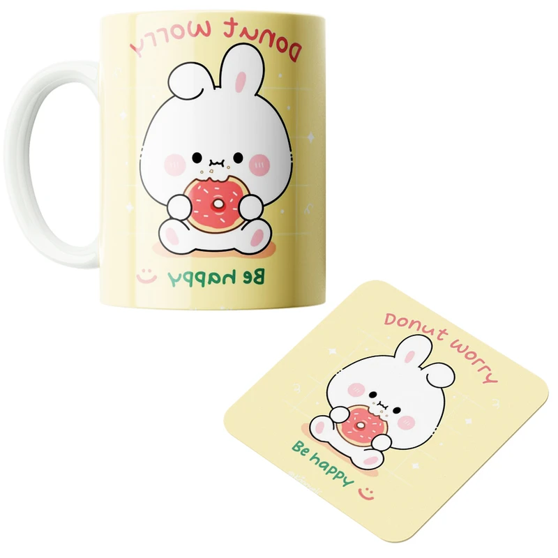 ماگ پاد آفرین مدل فانتزی کد ۶۴ به همراه زیر لیوانی