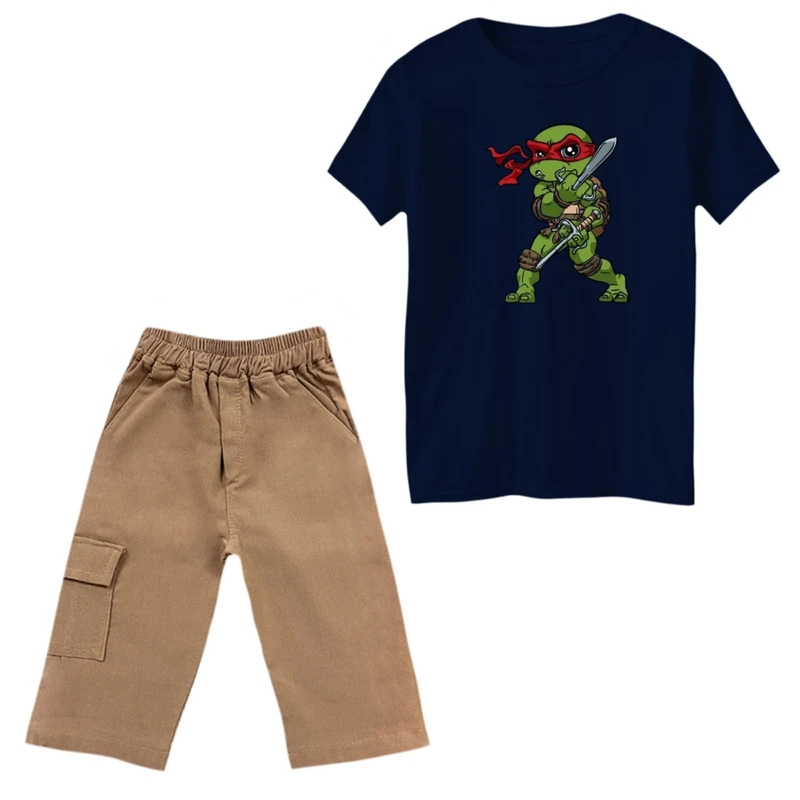 ست تی‌شرت و شلوارک پسرانه مدل لاکپشت های نینجا کد 6