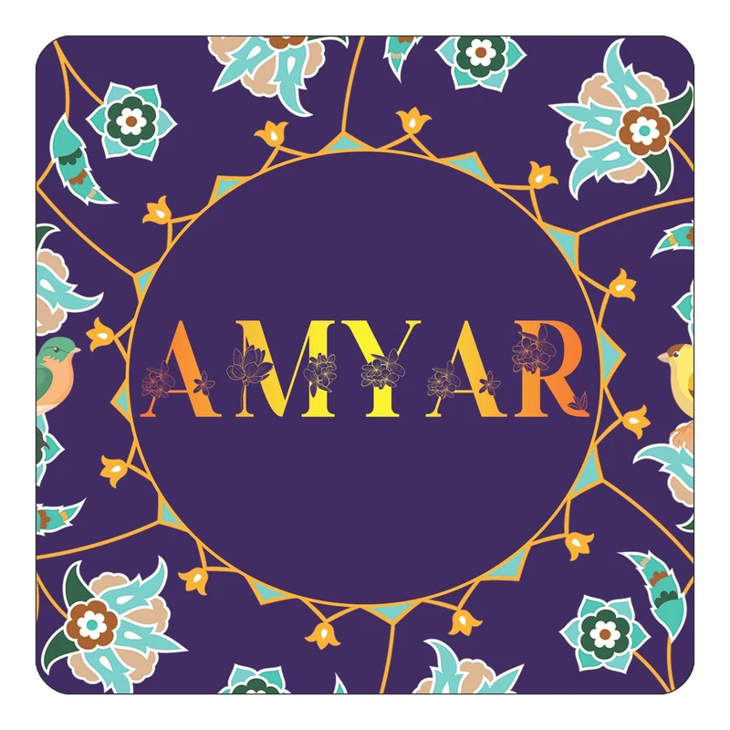 مگنت کاکتی طرح اسم آمیار amyar مدل گل و بلبل کد mg11358