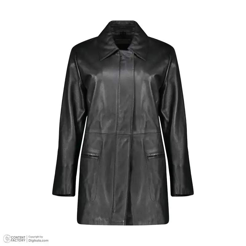 کت چرم زنانه چرم مشهد مدل b0480-001 رنگ مشکی