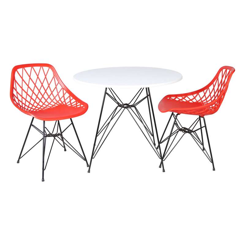 میز و صندلی ناهارخوری دو نفره مدل الماس فایبرگلاس پایه فلزی GS