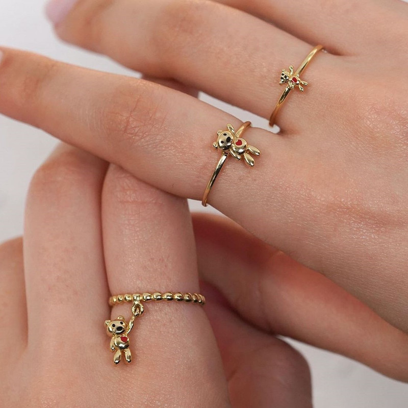 انگشتر طلا 18 عیار زنانه درریس مدل گوارسه مینا کاری