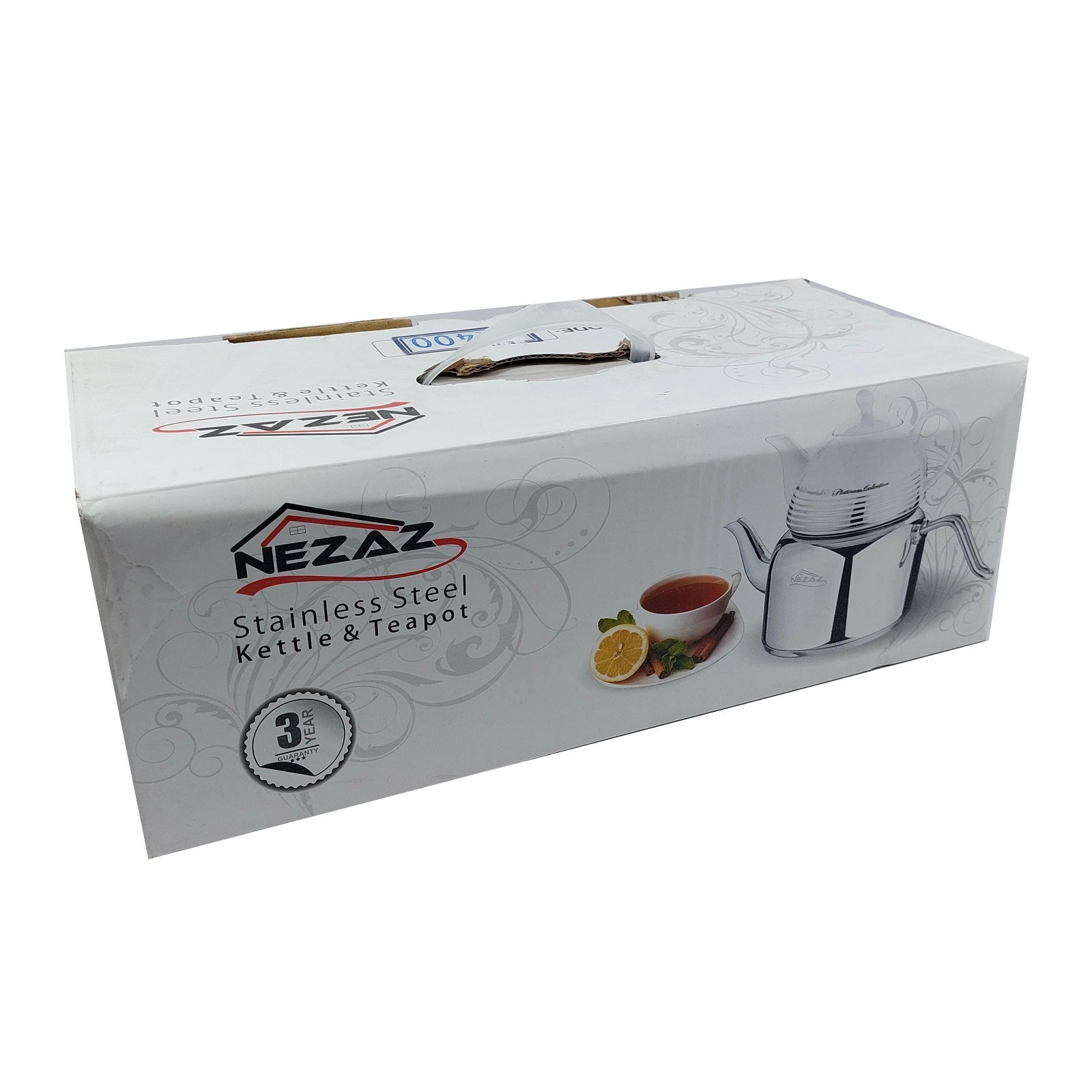 ست کتری و قوری نزاز مدل لوله دار گنجایش 2.5 لیتر