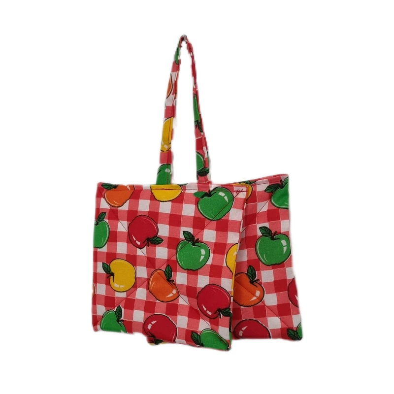 دستگیره آشپزخانه مدل بند دار طرح چهارخانه و میوه سیب