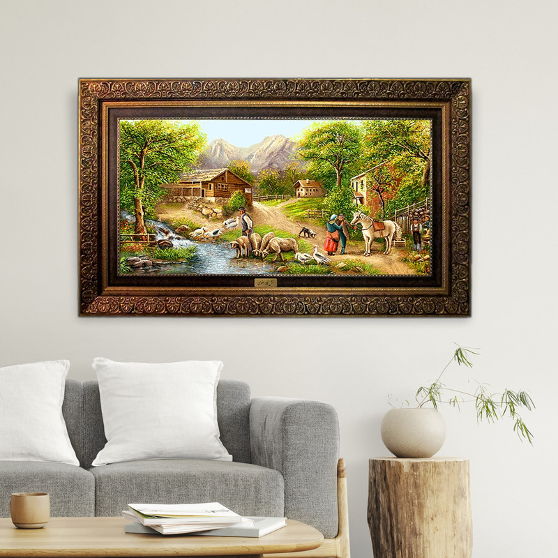 تابلو فرش ماشینی نقش نگار رضوی طرح منظره کد 729CB