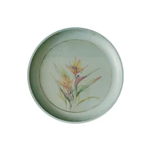 سینی بدون دسته مدل گل آبرنگی سایز 20*20 سانتی متر