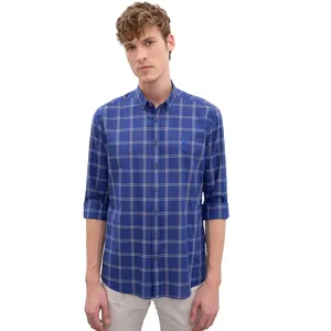 پیراهن آستین بلند مردانه یو اس پولو مدل چهاخانه بزرگ نخی