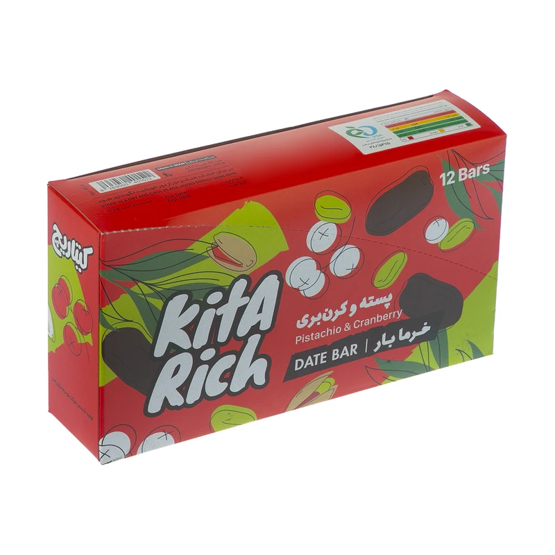 خرما بار کیتاریچ با طعم پسته و کرن بری - 25 گرم بسته 12 عددی