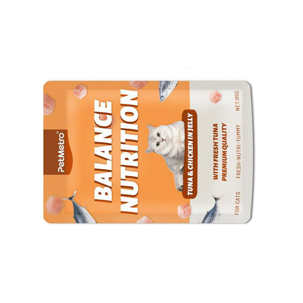 پوچ گربه پت مترو مدل بالانس نوتریشن طعم ماهی، مرغ وزن 85 گرم