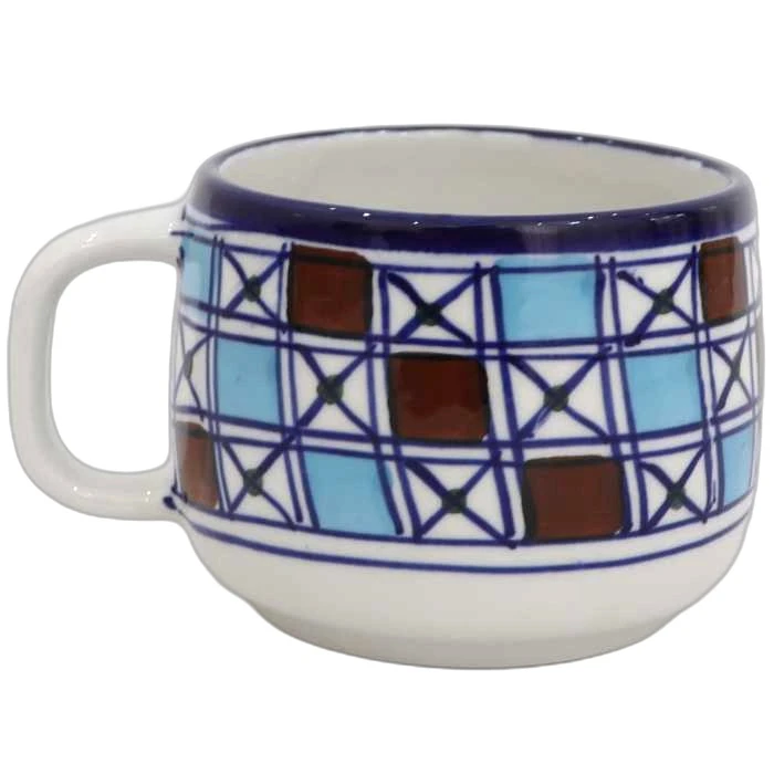 فنجان لته خوري چيني ميبد مرواريد مدل شطرنجي کد LATA