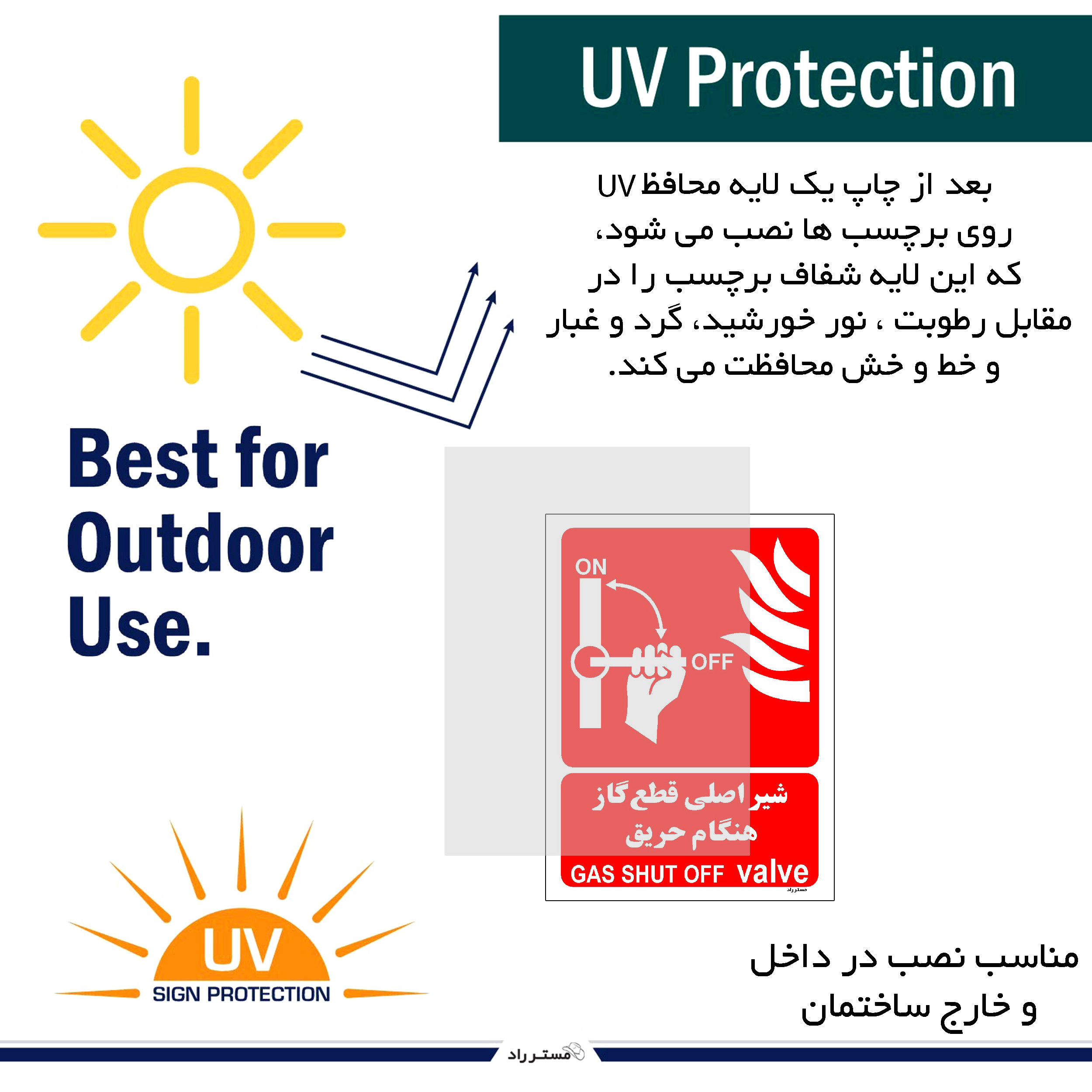 برچسب ایمنی مستر راد طرح شیر اصلی قطع گاز هنگام حریق مدل HSE-OSHA-061