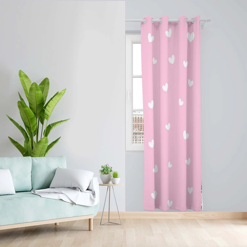 پرده طرح قلب مدل مخمل پانچی کد 2_5094 W سایز 140x200 سانتی متر