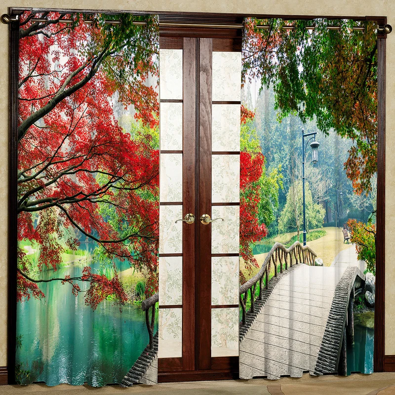 پرده مدل پل چوبی مخمل پانچی کد 1243 سایز 140x280 سانتی متر