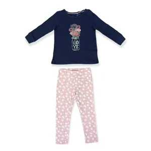 ست تی شرت آستین بلند و شلوار دخترانه لوپیلو مدل گل گلی