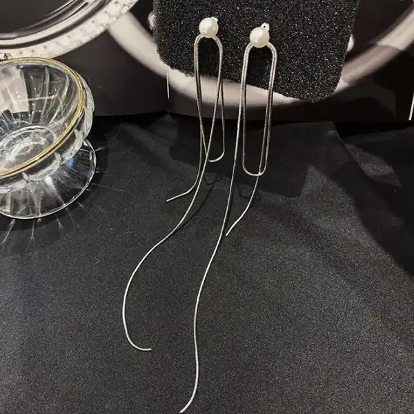 گوشواره زنانه مدل آویزی بلند بسته 2 عددی