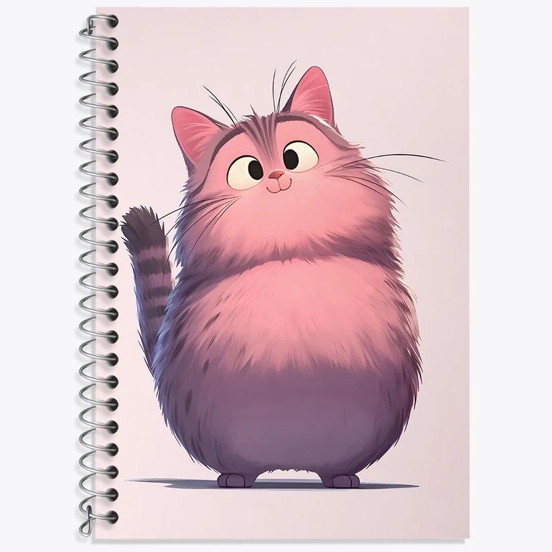 دفتر زبان 50 برگ خندالو مدل دو خط طرح گربه ی چاق کد N5775