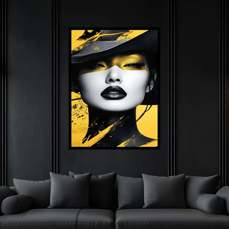 تابلو بکلیت طرح دکوراتیو مدرن ژستیک چهره دخترانه مدل B-bu7552 فریم مشکی