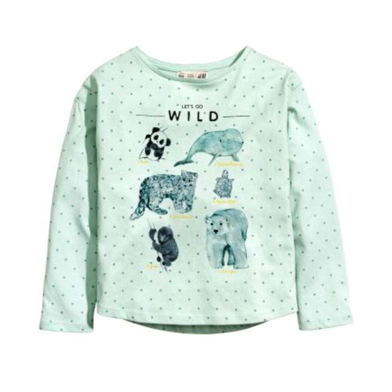 تی شرت آستین بلند دخترانه اچ اند ام کد 2247