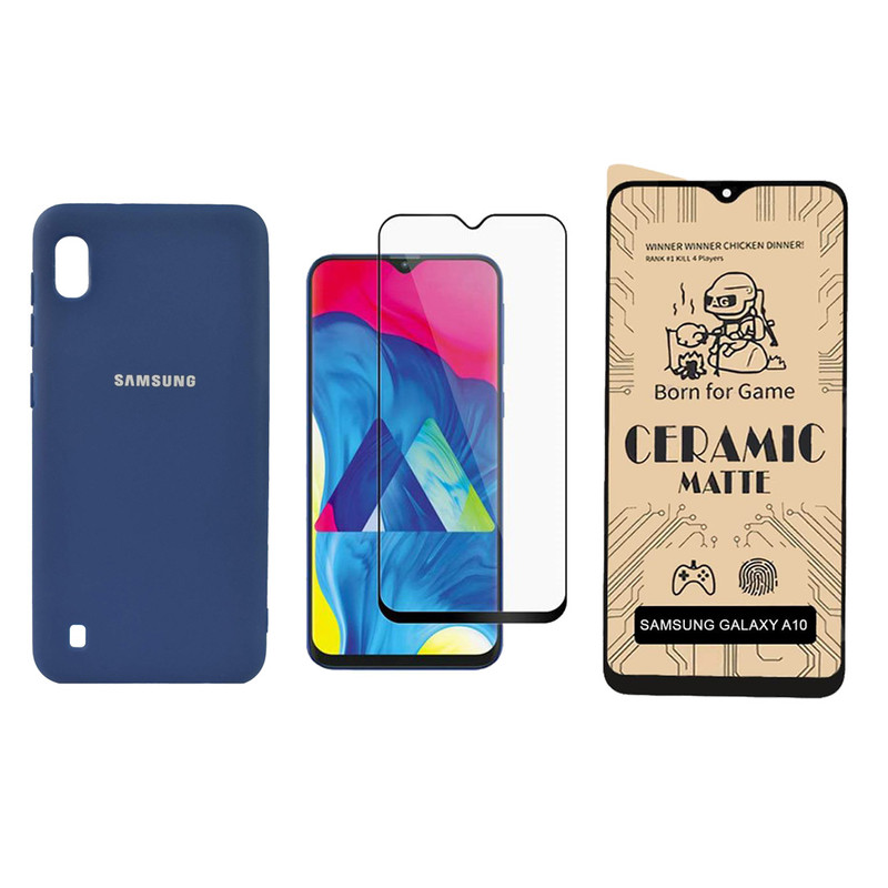 کاور مدل سیلیکونی مناسب برای گوشی موبایل سامسونگ Galaxy A10 به همراه محافظ صفحه نمایش مجموعه 2 عددی