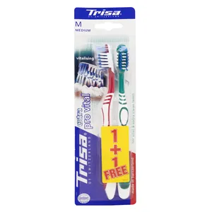 مسواک تریزا مدل extra vitalising با برس متوسط بسته 2 عددی