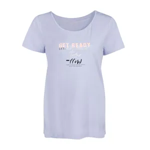 تی شرت آستین کوتاه زنانه جوتی جینز مدل یقه گرد کد 1551255 رنگ یاسی