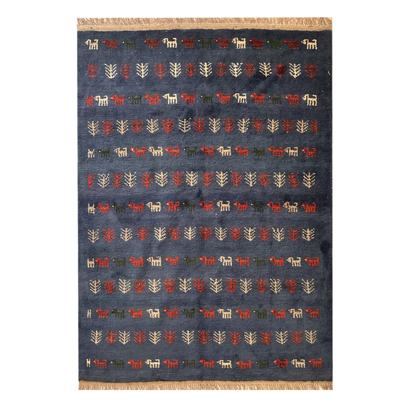  گبه دستبافت قشقایی سه متری کد NKP.RJ0023 زمینه آبی