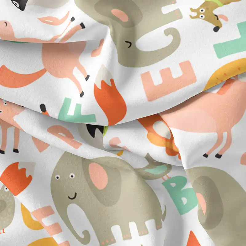 پارچه ملحفه پارچه باما مدل مخمل طرح دنیای حیوانات کد 5011339