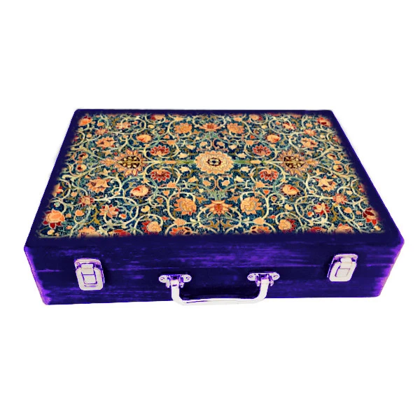 جعبه هدیه چوبی مدل چمدان طرح کاشی کد WSL533