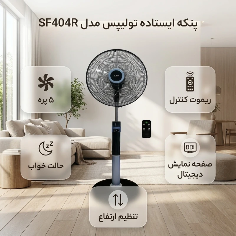 عکس شماره 3 : پنکه ایستاده تولیپس مدل sf404r