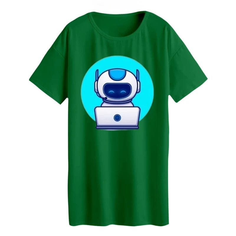 تی شرت لانگ زنانه مدل ربات کوچولو کد 1